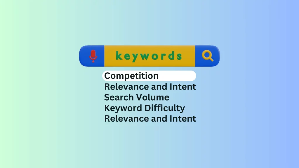 Keyword Research search bar and some keywords